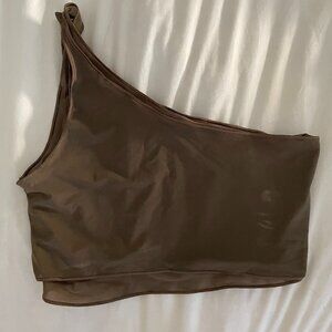 ALO Yoga Brown One-Shoulder Sports Bra